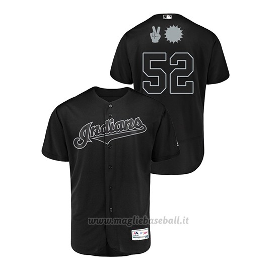 Maglia Baseball Hombre Cleveland Indians 52 Mike Clevinger 2019 Players Weekend Autentico Nero